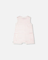 Cotton Striped Romper White And Pink Stripes