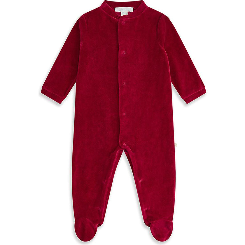 Velour Angel Wing™ Sleepsuit - Gold & Burgundy