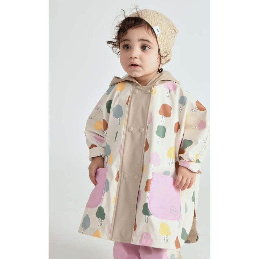 Tree Print Rain Hooded Poncho