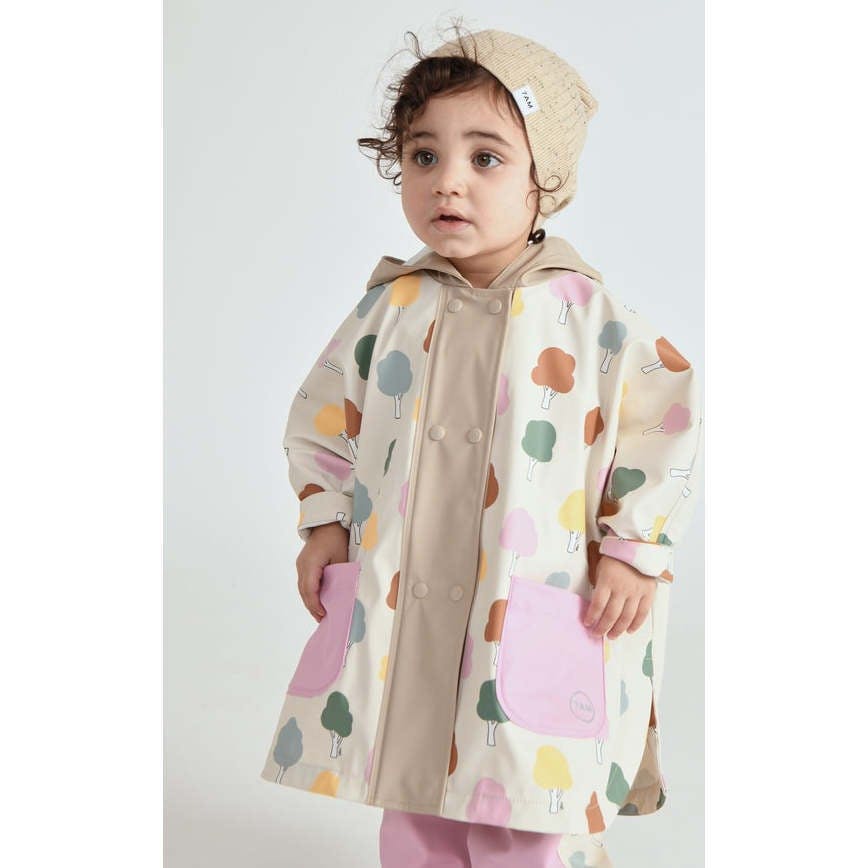 Tree Print Rain Hooded Poncho
