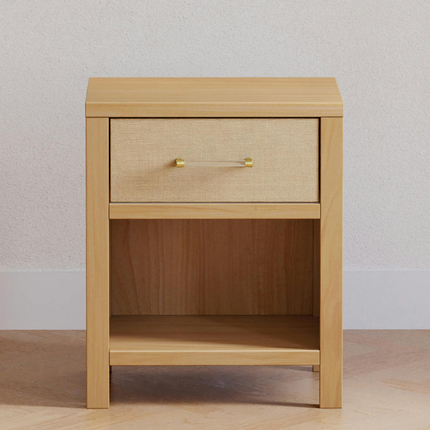 Eloise Assembled Nightstand in Honey and Performance Sand Eco-Weave
