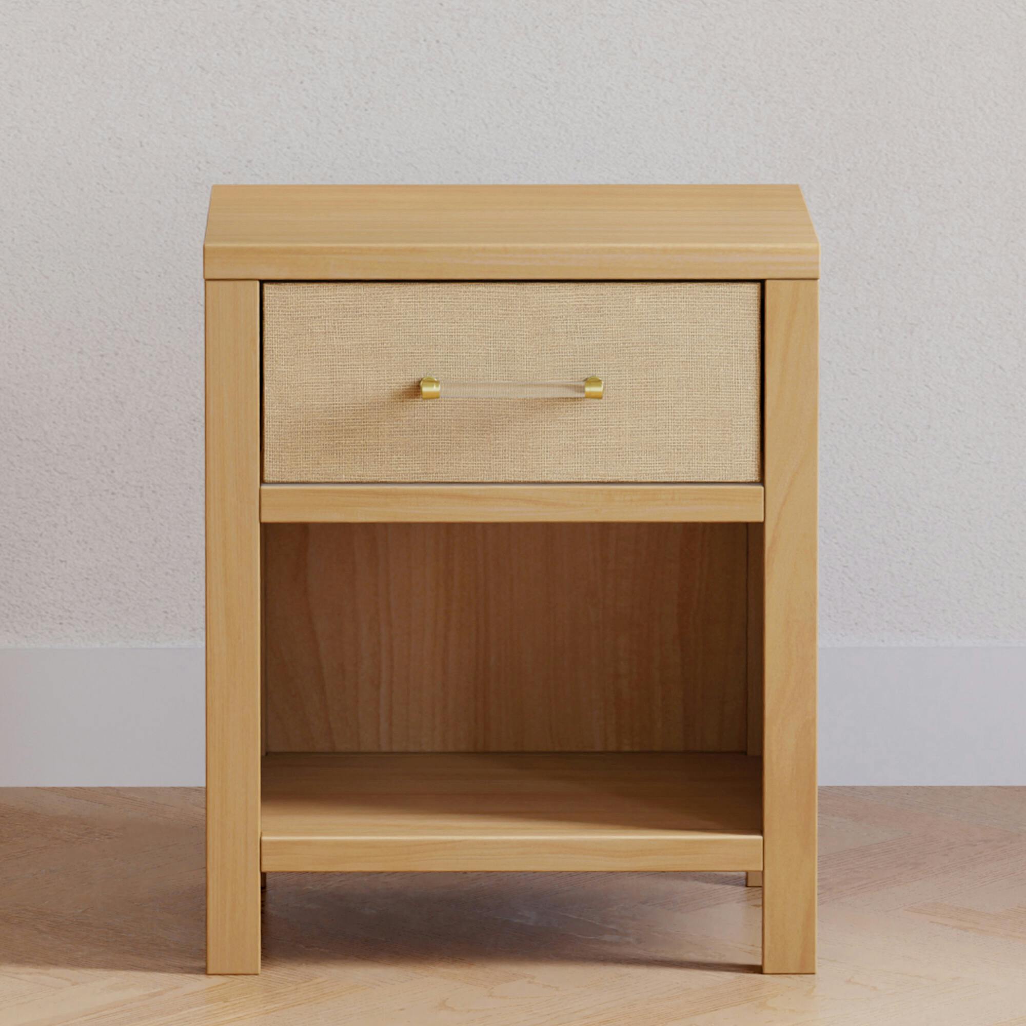 Eloise Assembled Nightstand in Honey and Performance Sand Eco-Weave