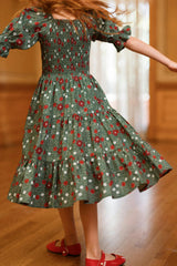 Mini Madeline Maxi Dress in Evergreen Merry Ditsy