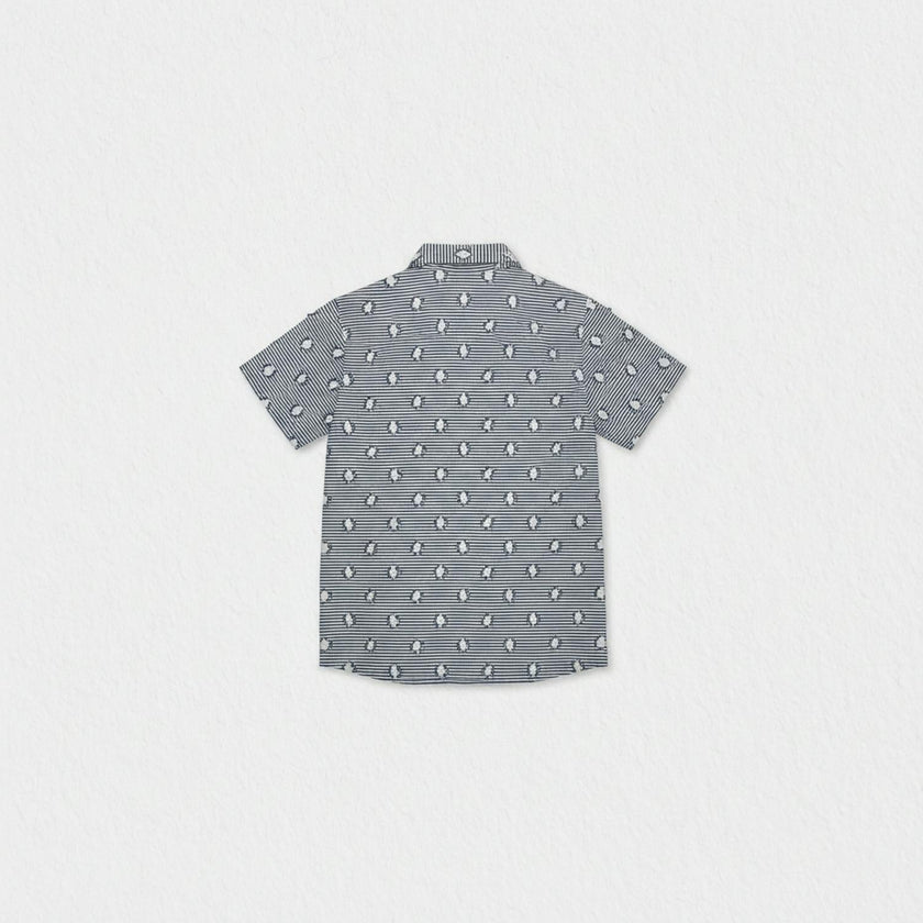 Colin Boy Shirt Short Sleeve Cotton, Navy Blue Square
