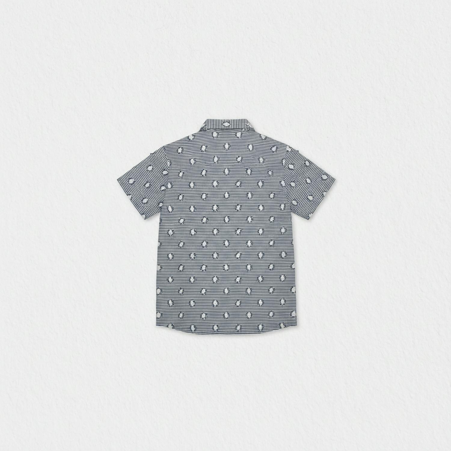 Colin Boy Shirt Short Sleeve Cotton, Navy Blue Square