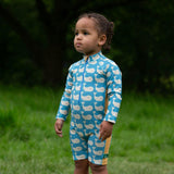 Blue Whales UPF 50 Recycled Sunsafe Sunsuit, Blue