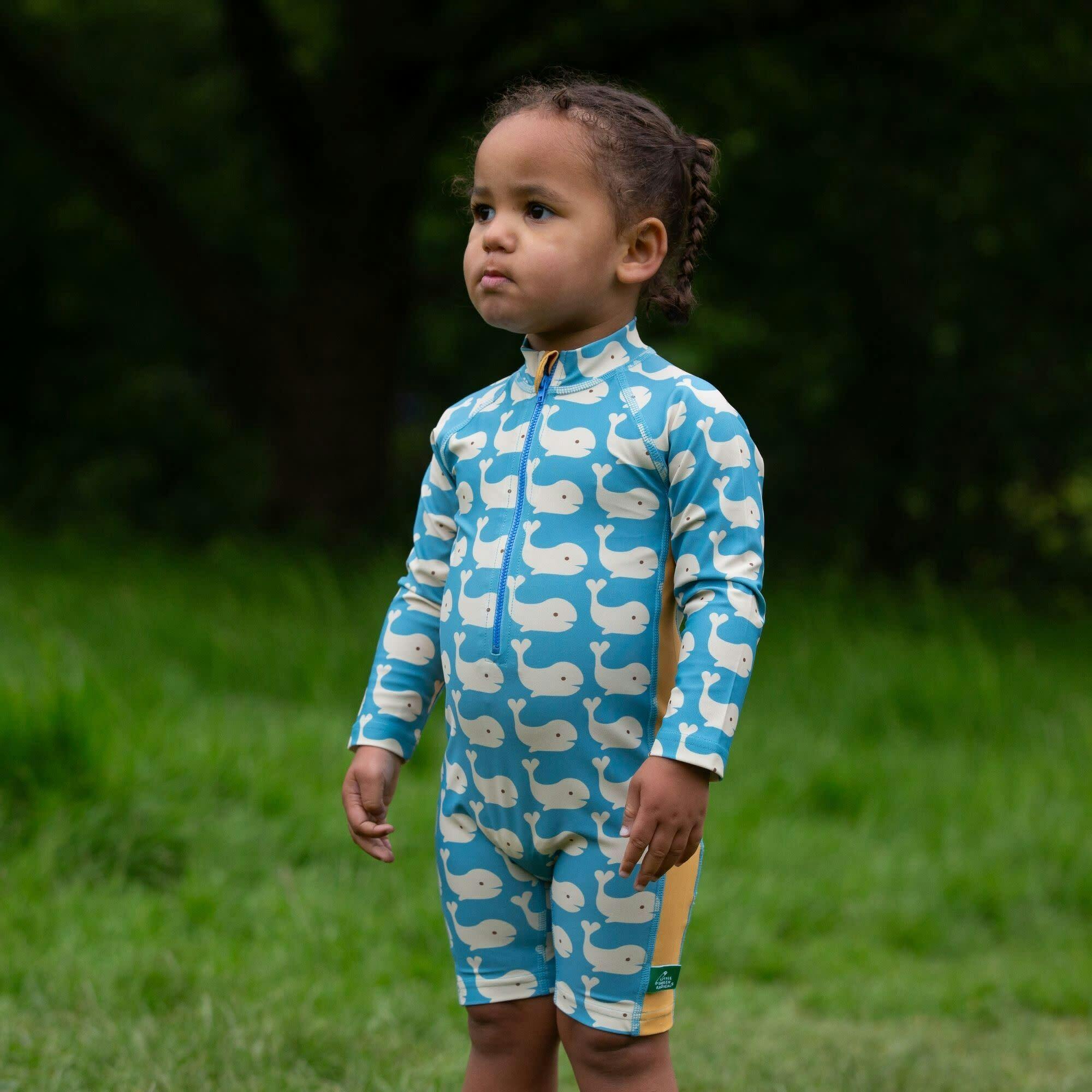 Blue Whales UPF 50 Recycled Sunsafe Sunsuit, Blue