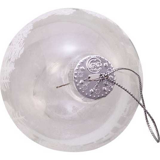 80MM Clear with White Tree Design Glass Ball Ornaments