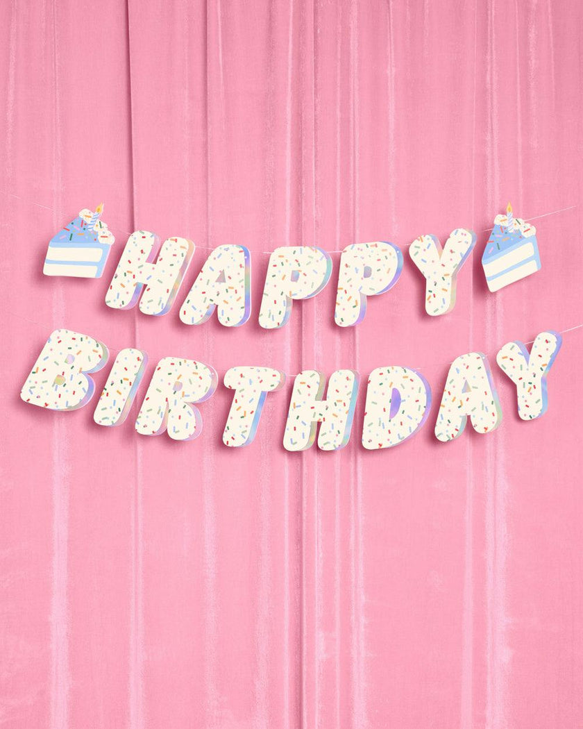 Bday Cake Banner - iridescent foil banner