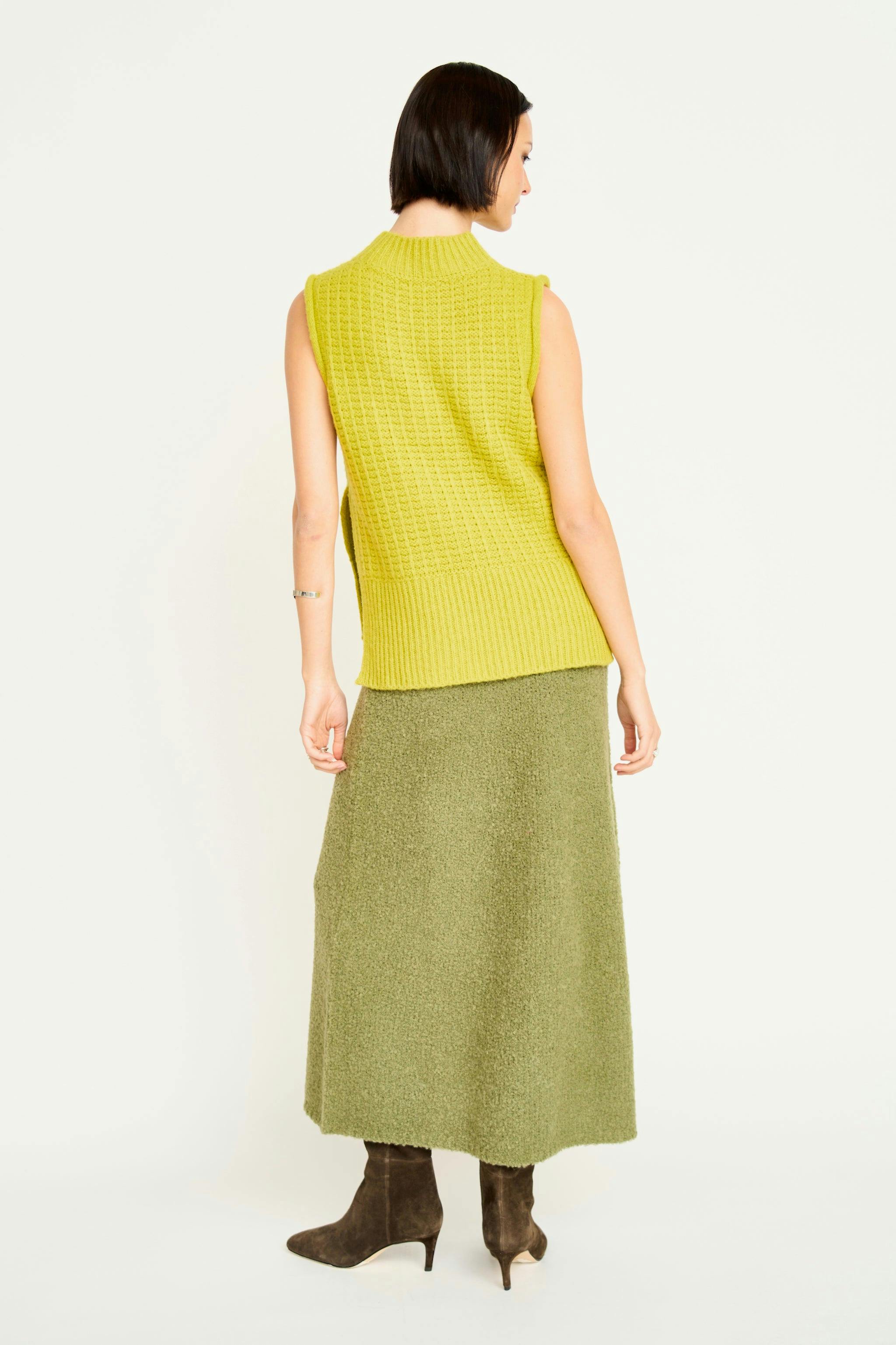 Estes Boucle Knit Skirt in Matcha