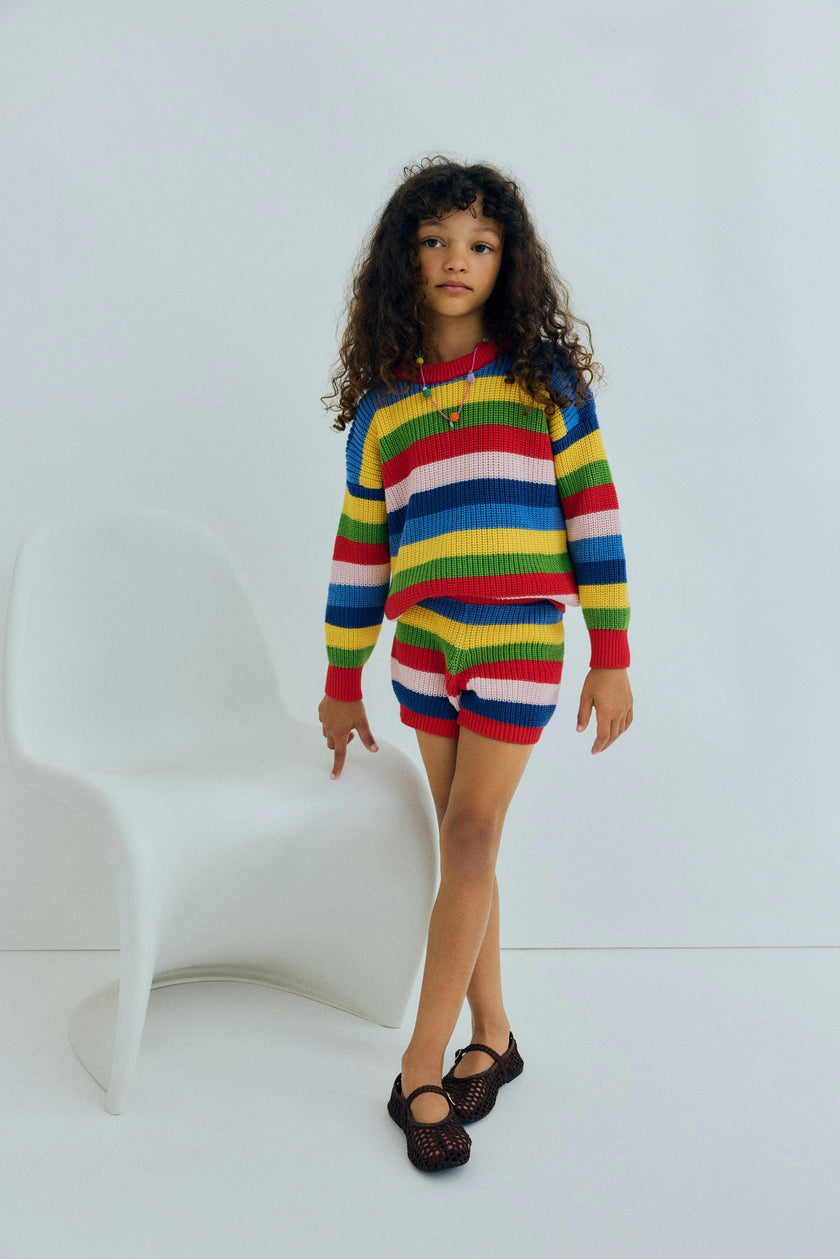 Canela Short Tulip Red Multicolor Stripes