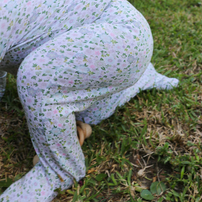 baby sea marsh floral pima footie