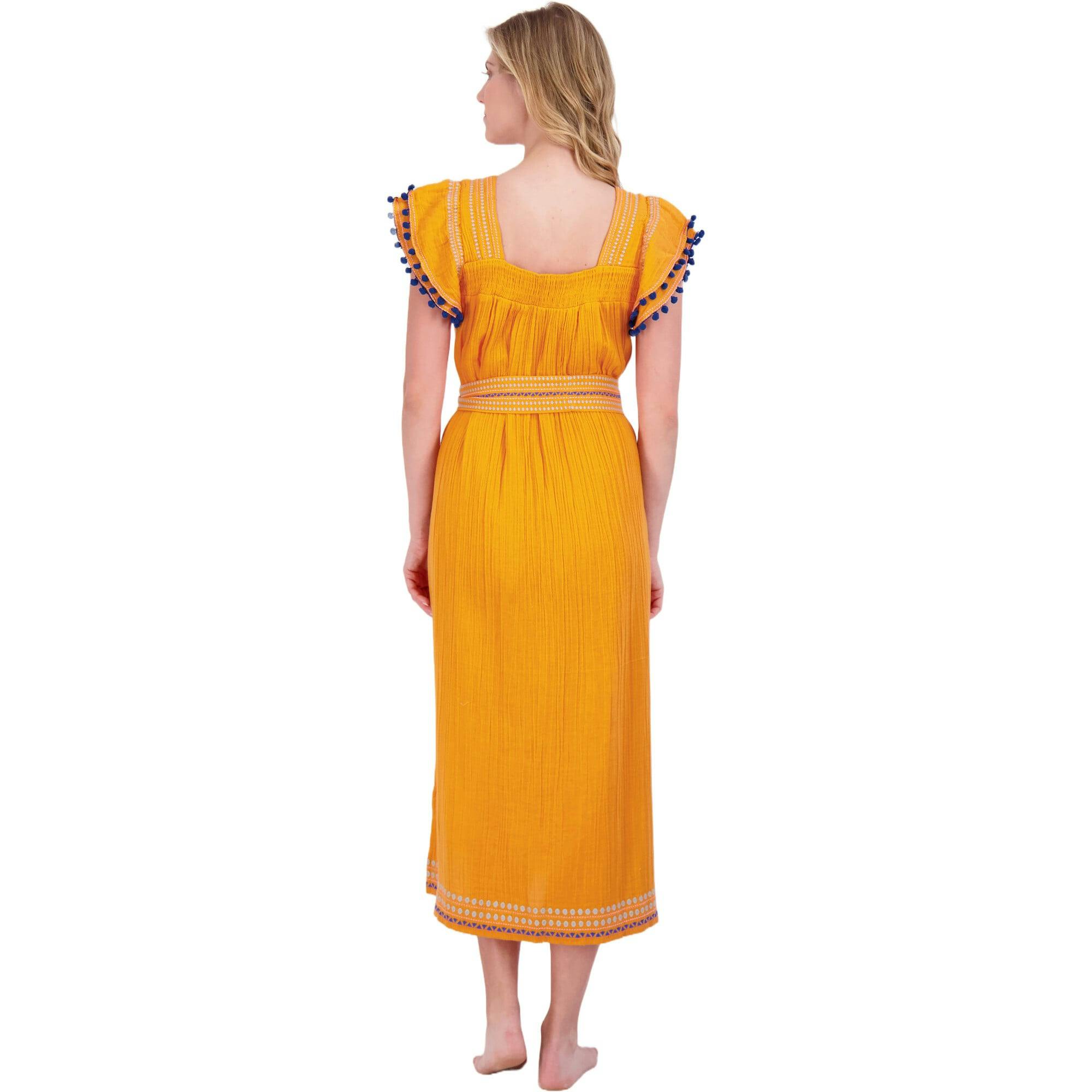 Women's Maxi Sandrine Embroidered Dress, Yellow