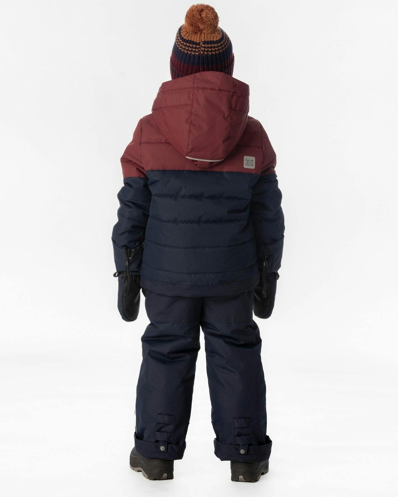 Two Piece Play Snowsuit Navy And Burgundy With Navy Pants