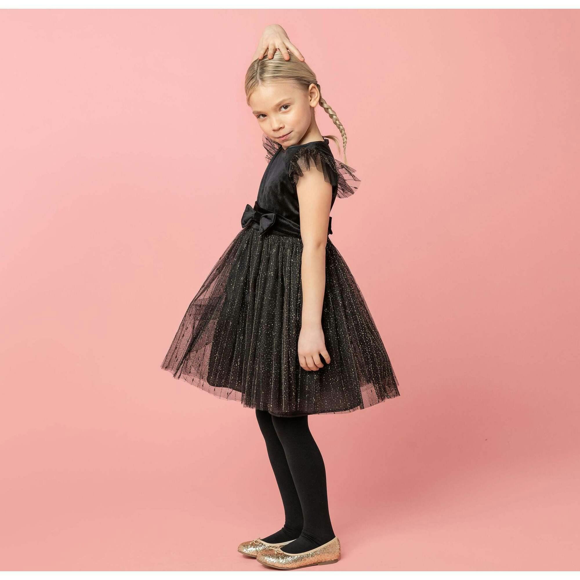 Wednesday Velvet & Glitter Tulle Party Dress