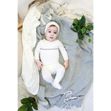 Embroidered Yoke Footie and Beanie Set