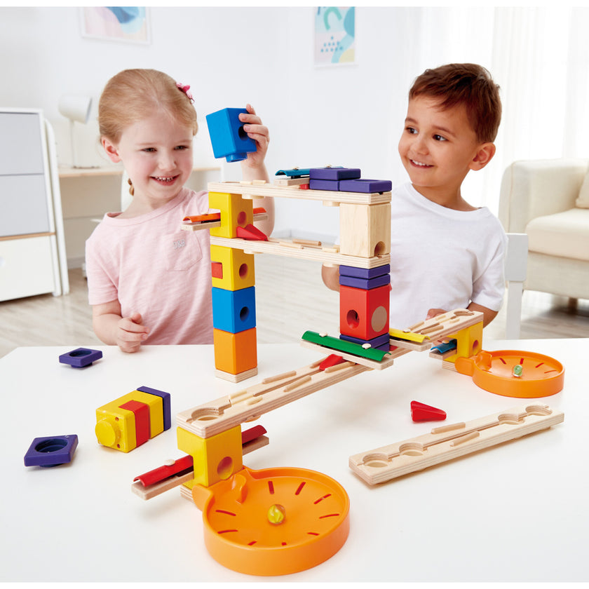 Quadrilla Wooden Marble Run Construction Playset