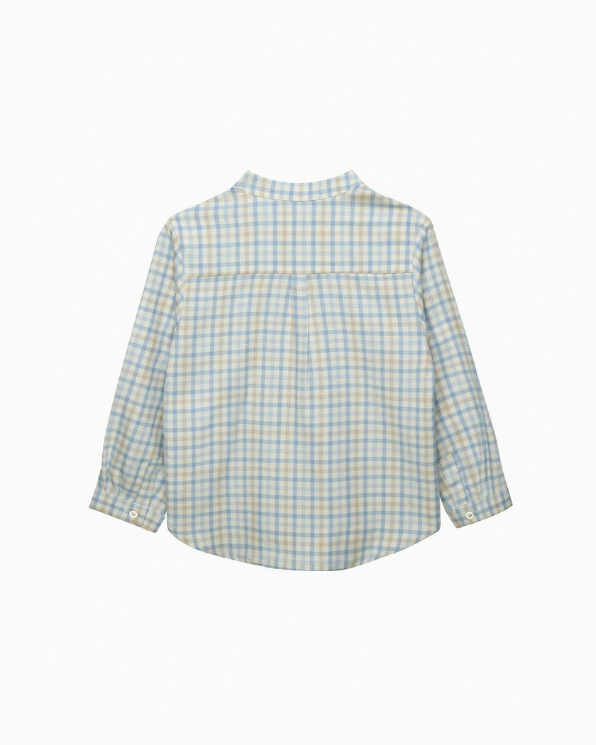 Oscar Shirt in Pale Blue/Oatmeal Check