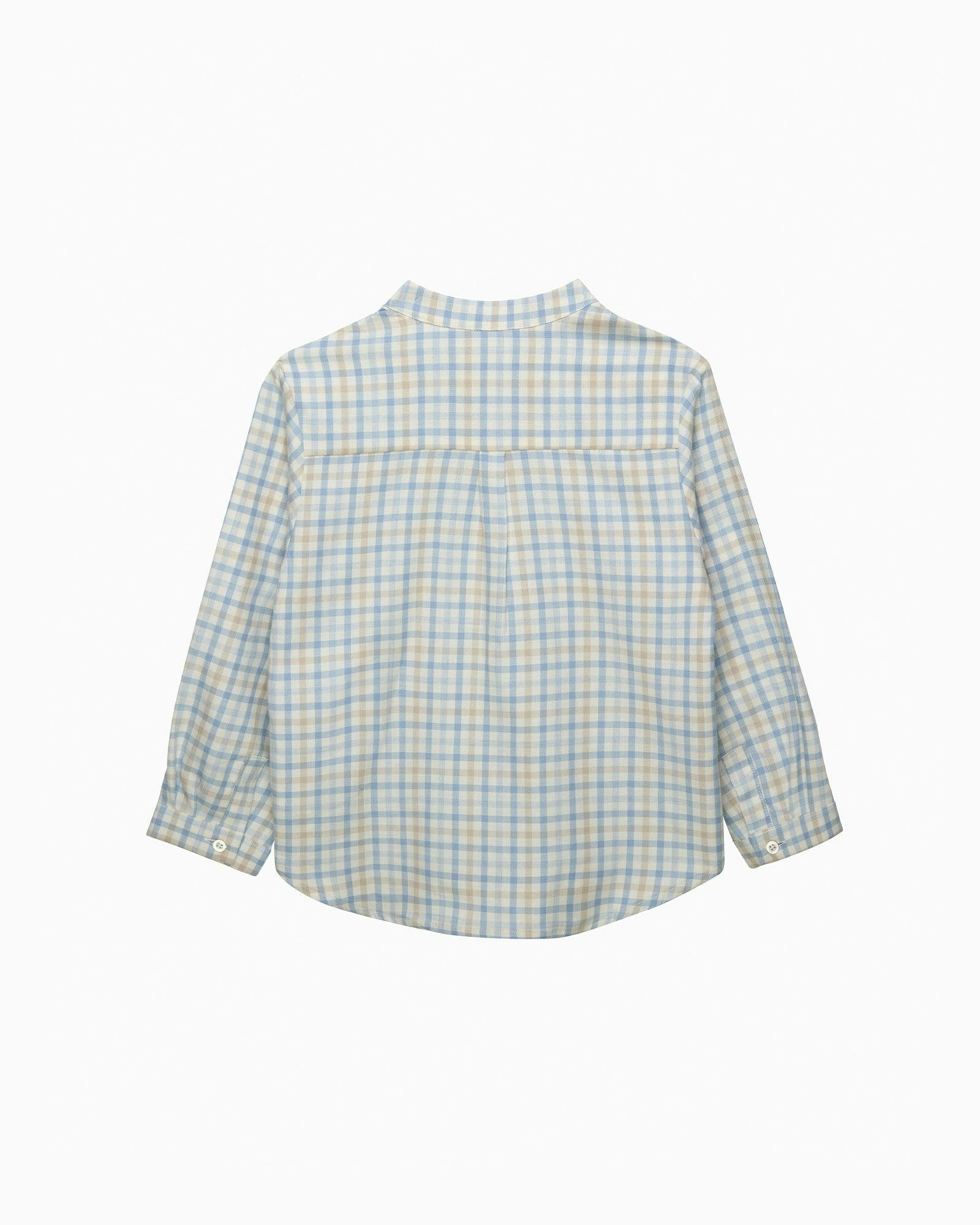 Oscar Shirt in Pale Blue/Oatmeal Check
