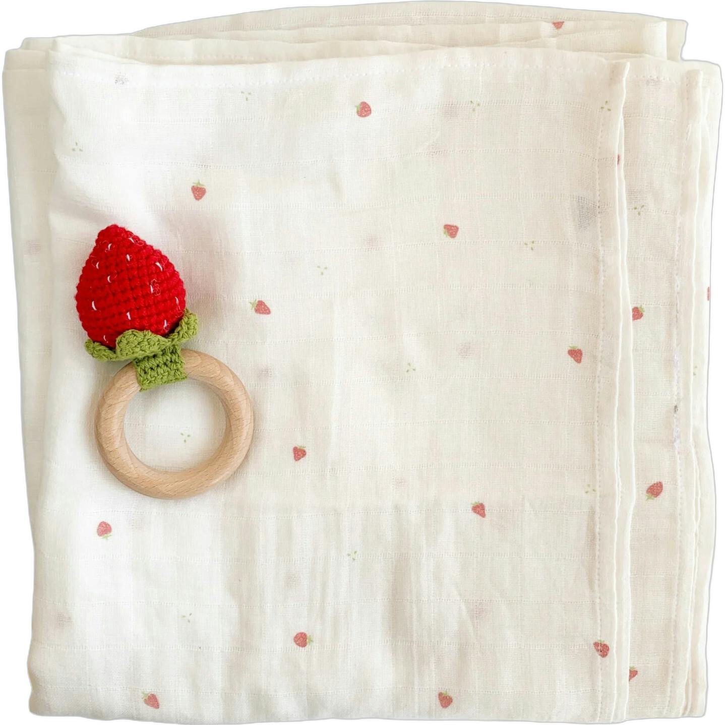 Strawberry Swaddle and Teether Set - Red Strawberry