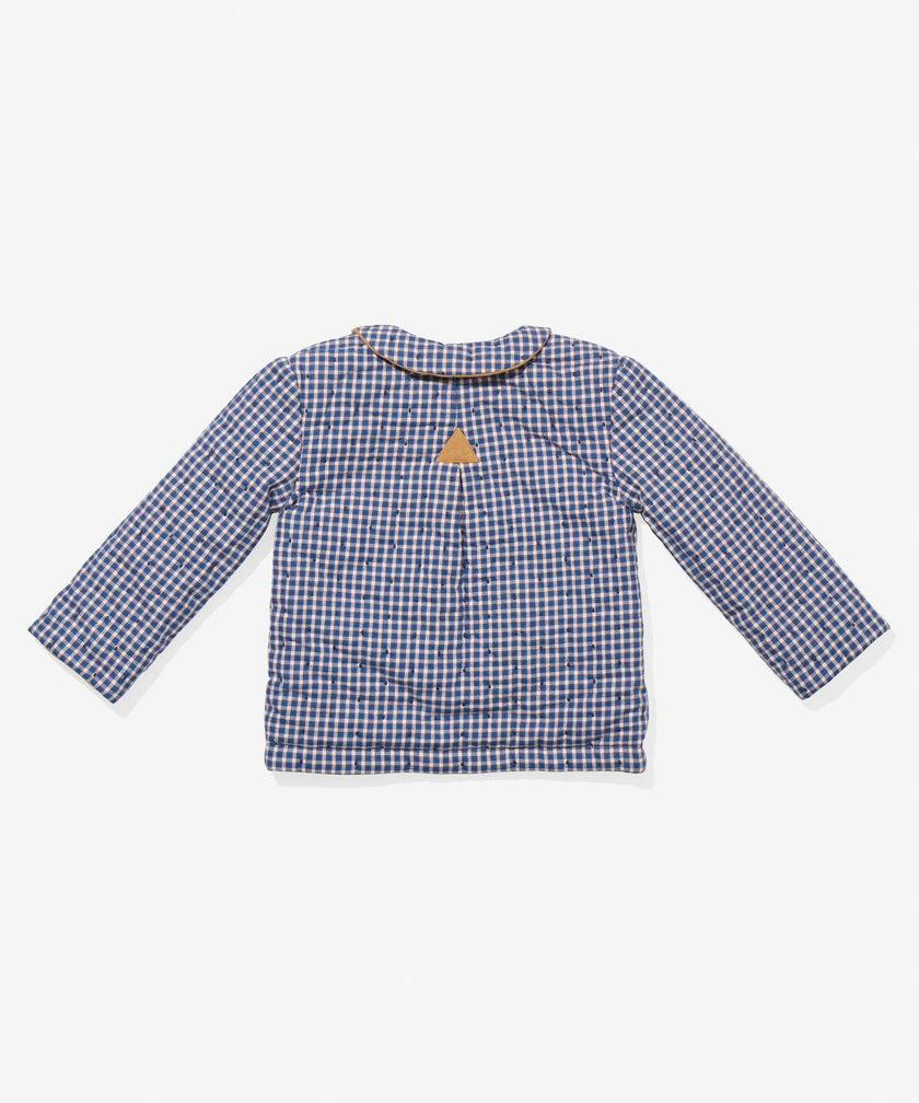 Reversible Quilted Jacket, Marine Tiny Check
