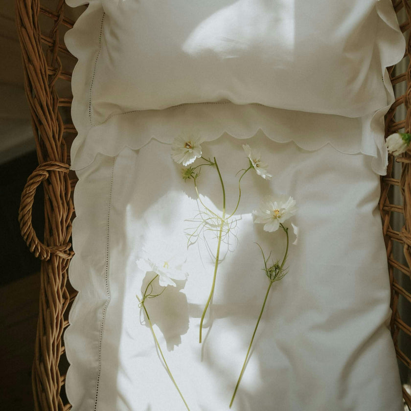 Scalloped Starlight Baby Duvet, White