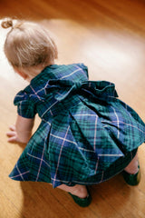 Baby Cupcake Dress Set in Emerald Plaid