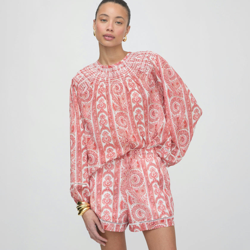 The Audrey Short - Coral Corsica Paisley