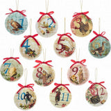 85mm Decoupage Ball Ornament Set of 12