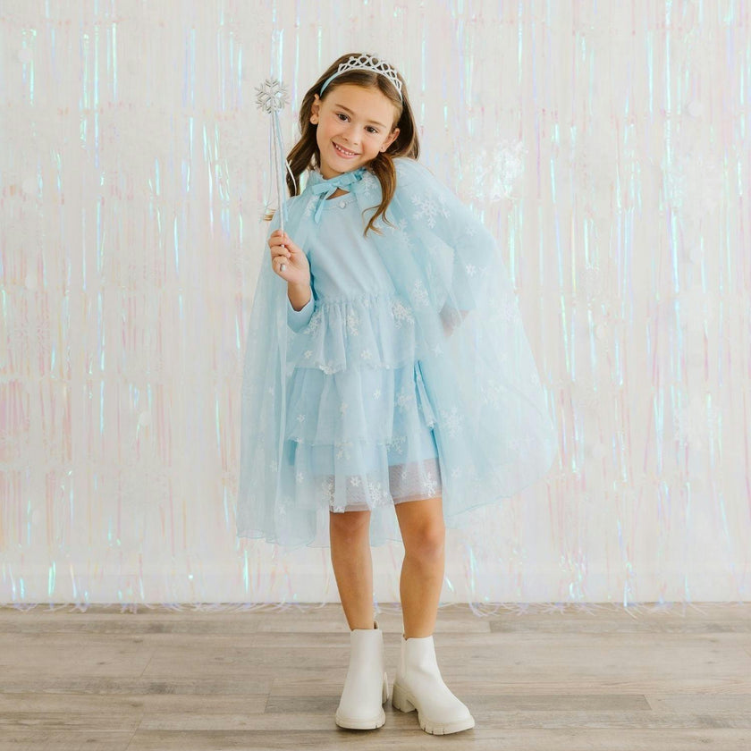 Glitter Snowflake Long Sleeve Tutu Dress