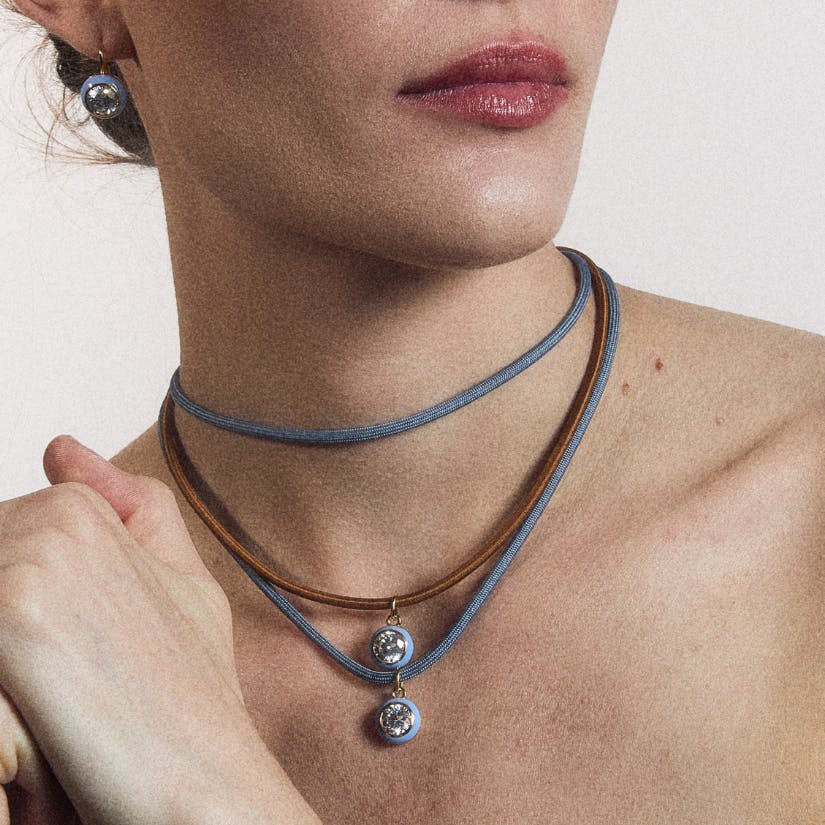 Bezel Clasp Cord Necklace