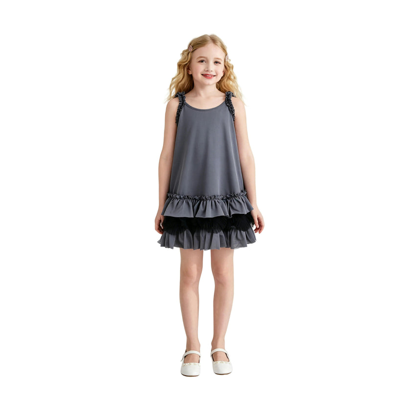 Gray Ruffle Strap Dress