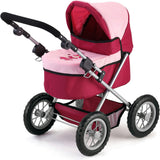 Trendy Pram Stroller for Toy Baby Dolls in Red/Pink