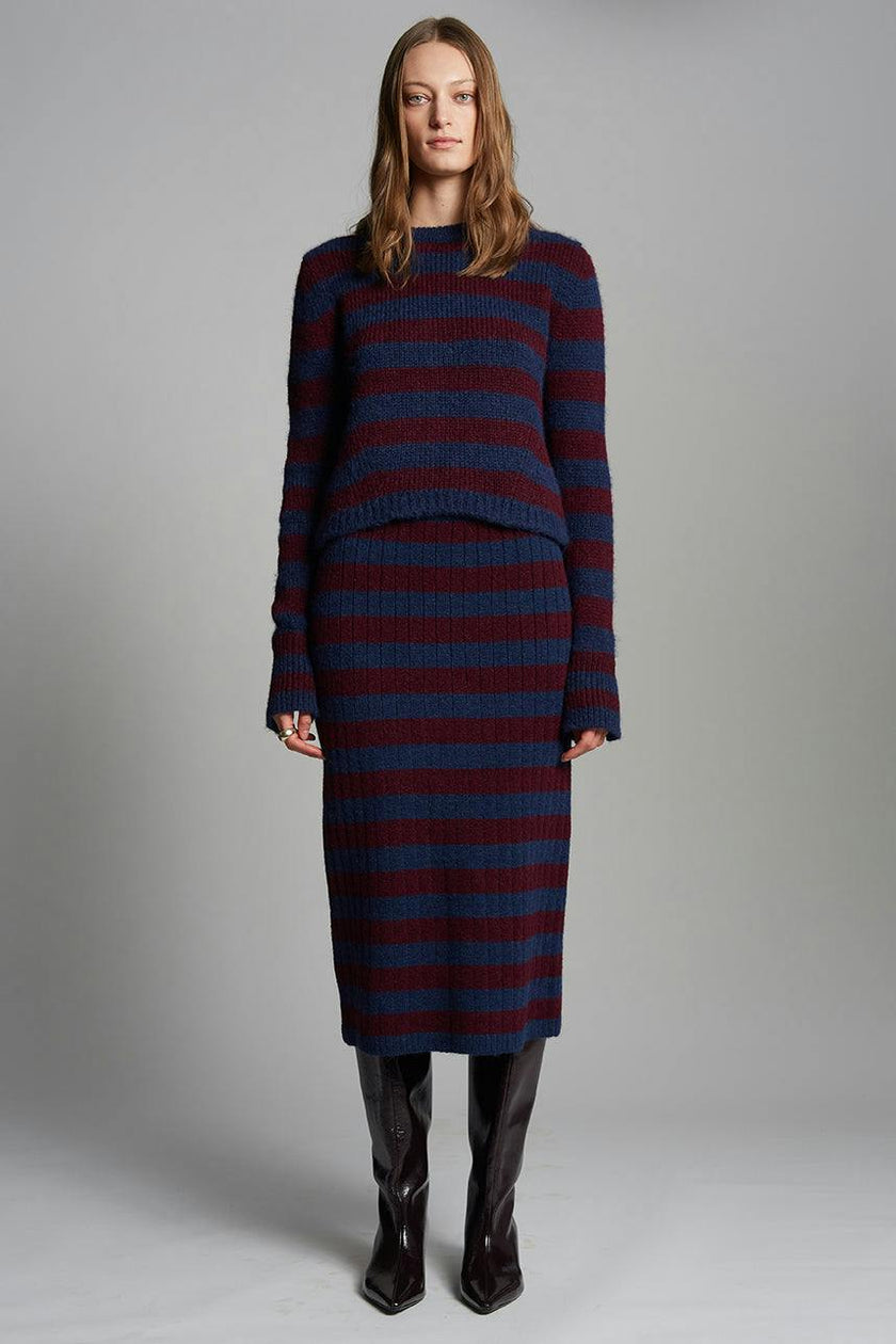 PIA STRIPE TUBE SKIRT | NAVY + MERLOT | ONE LEFT!