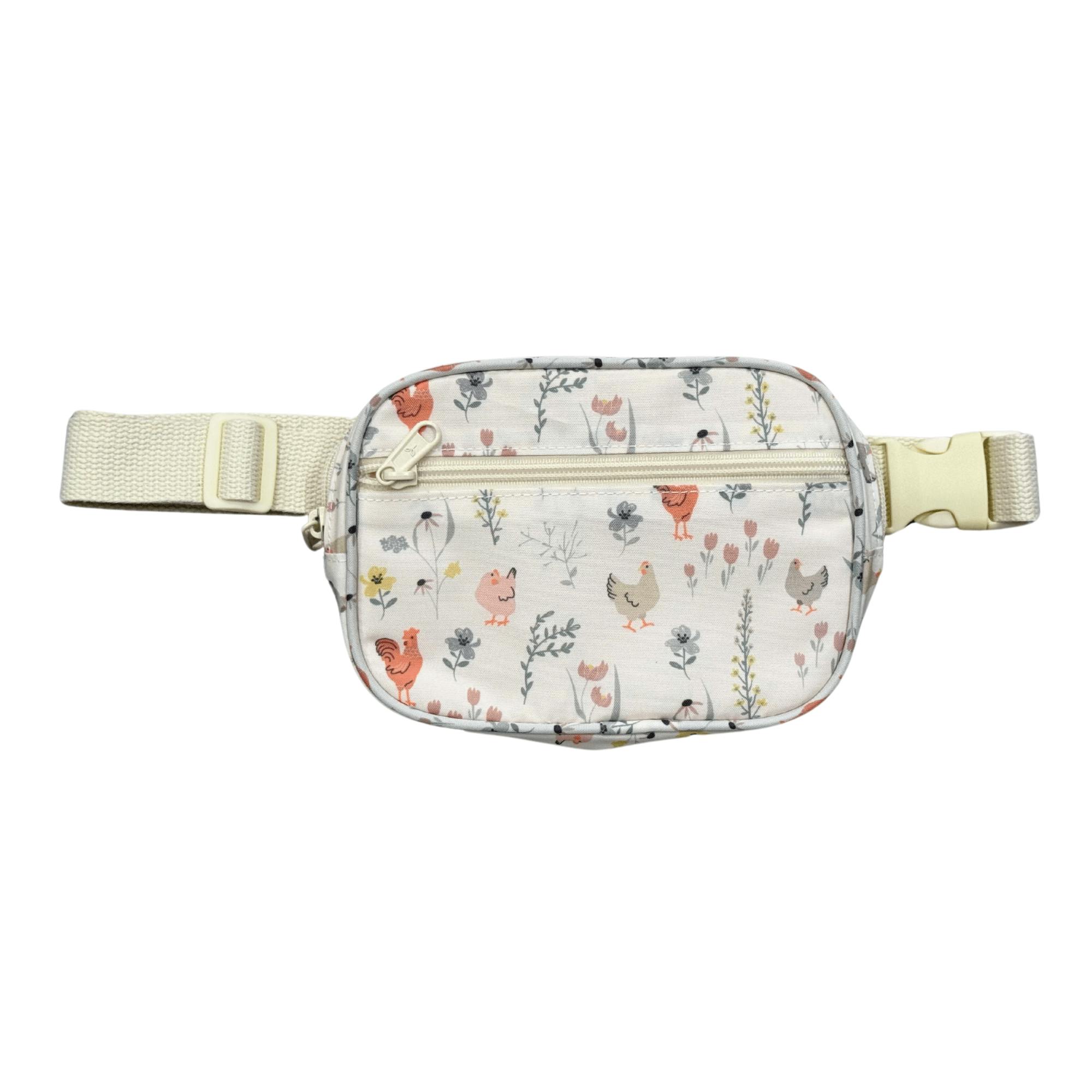 Girls Mini Belt Bag in Floral Chickens