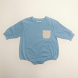 Harley Pocket Romper in Dusk Blue