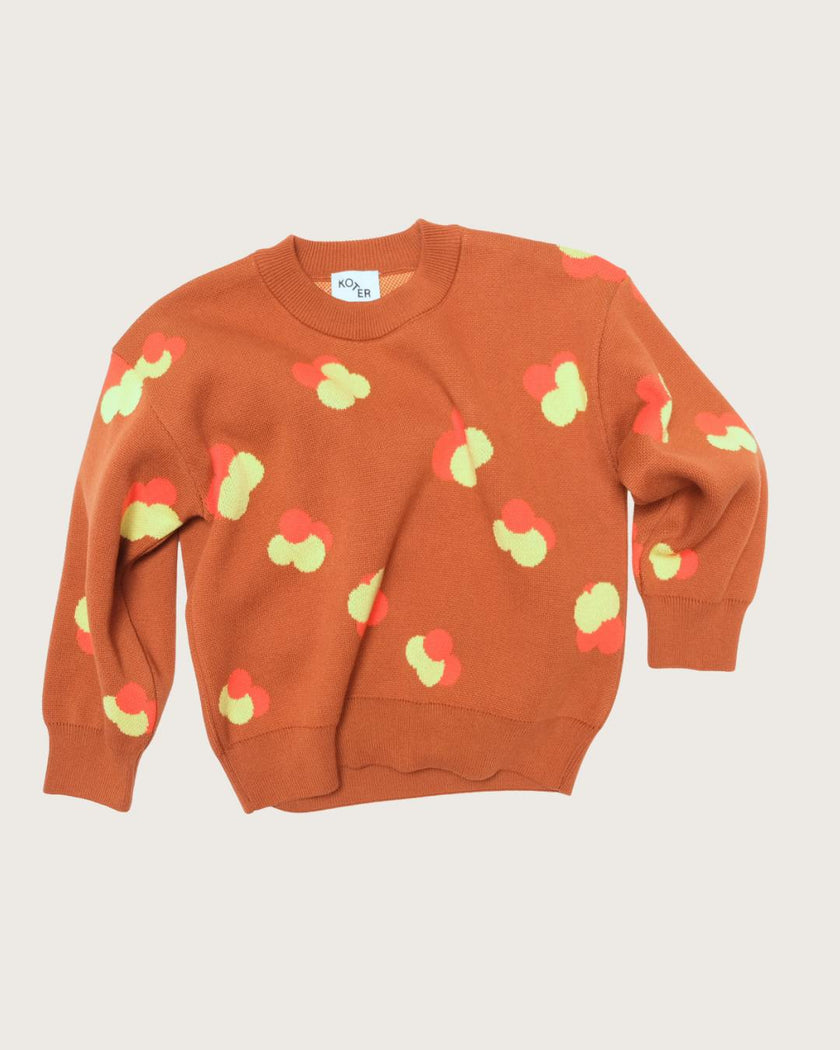 Kids Fynn Brown Jacquard Knit Jumper