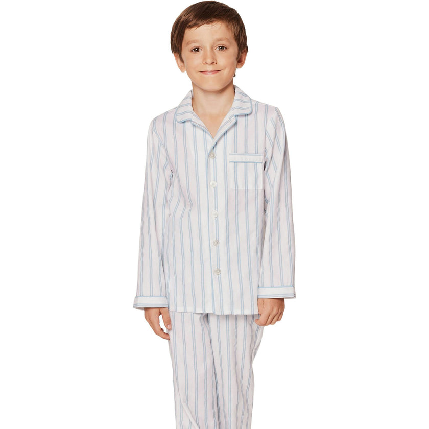 Kid's Twill Pajama Set in Periwinkle Stripe