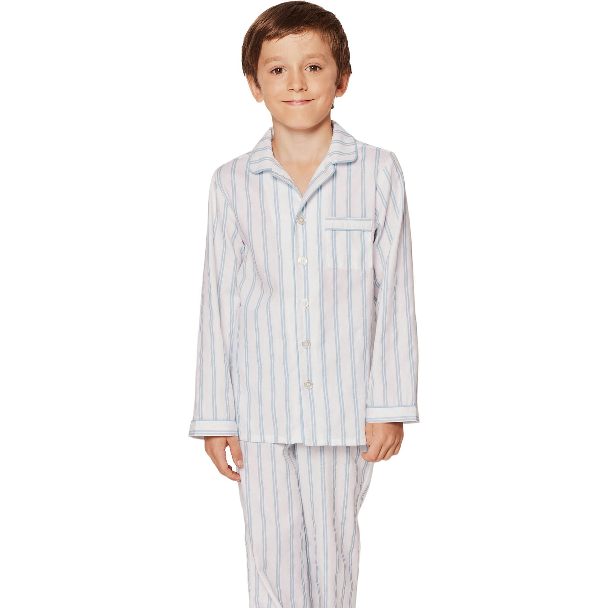 Kid's Twill Pajama Set in Periwinkle Stripe
