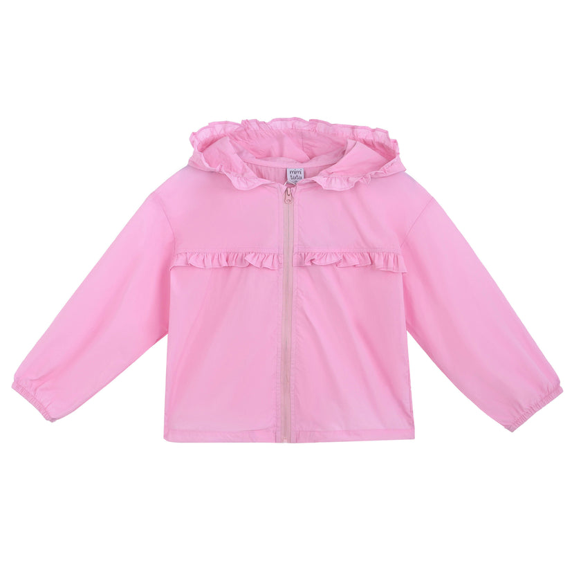 Pink Light Jacket with Ruffle Hood