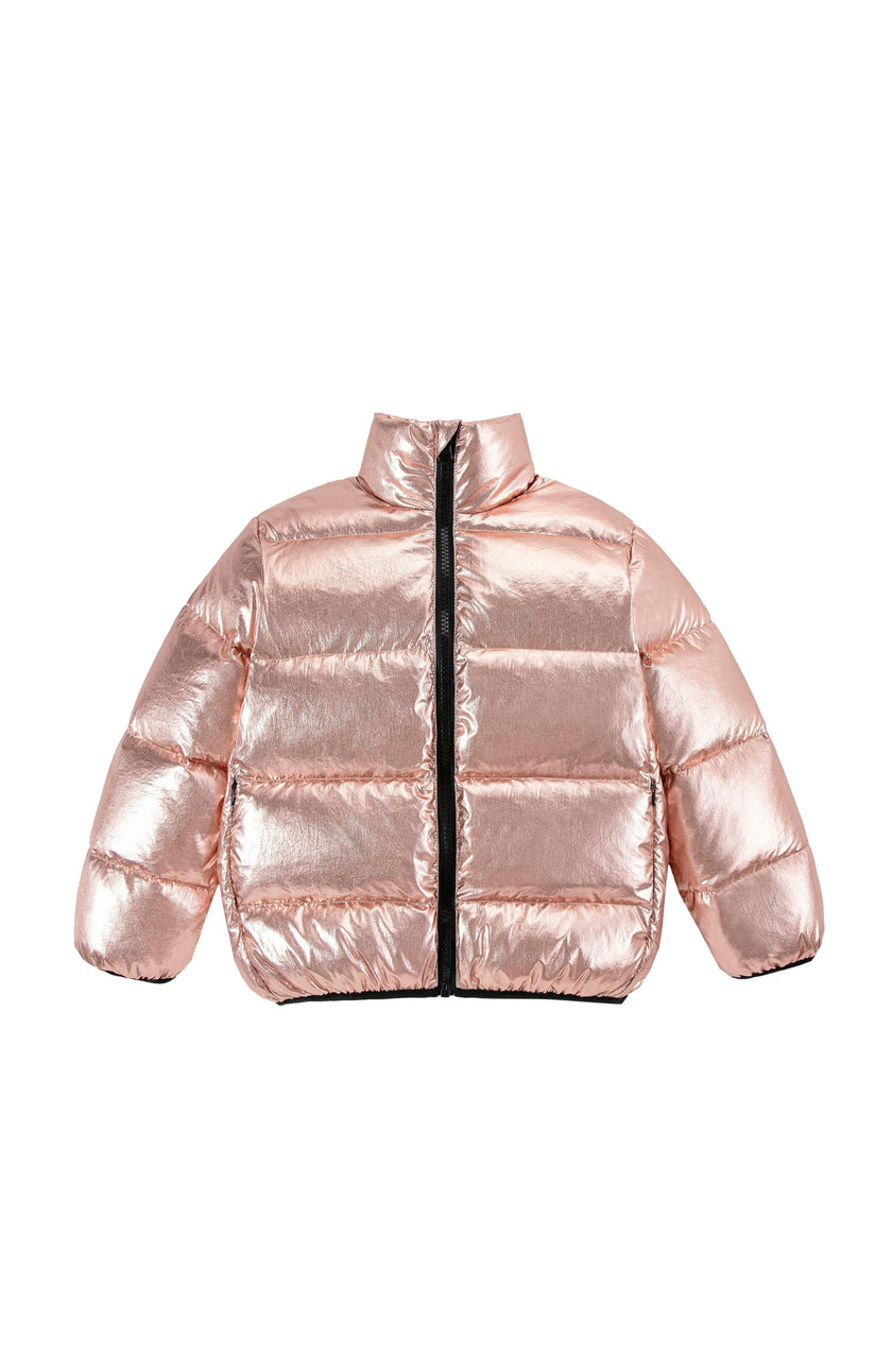 Fallon Metallic Puffer Jacket, Pink