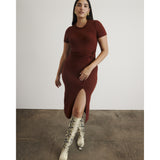 Short Sleeve Cody Dress, Burgundy