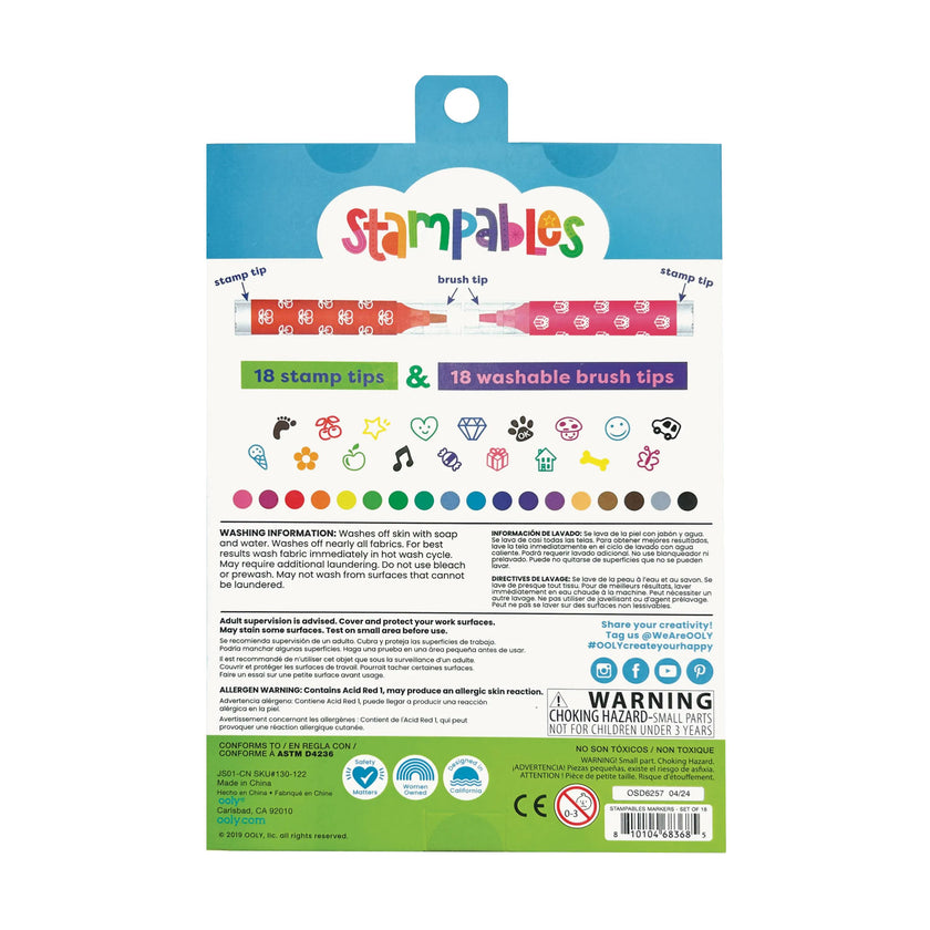 Stampables Double-Ended Stamp & Brush Markers - Set of 18