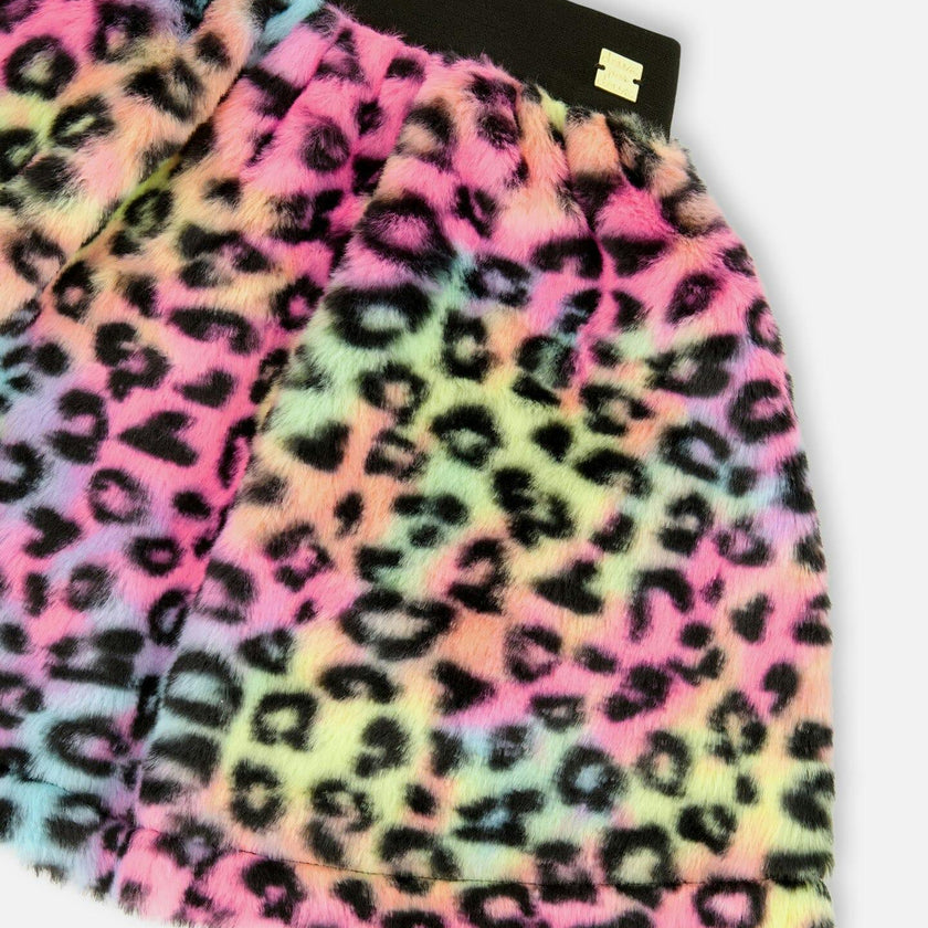 Faux Fur Skirt Multicolor Leopard