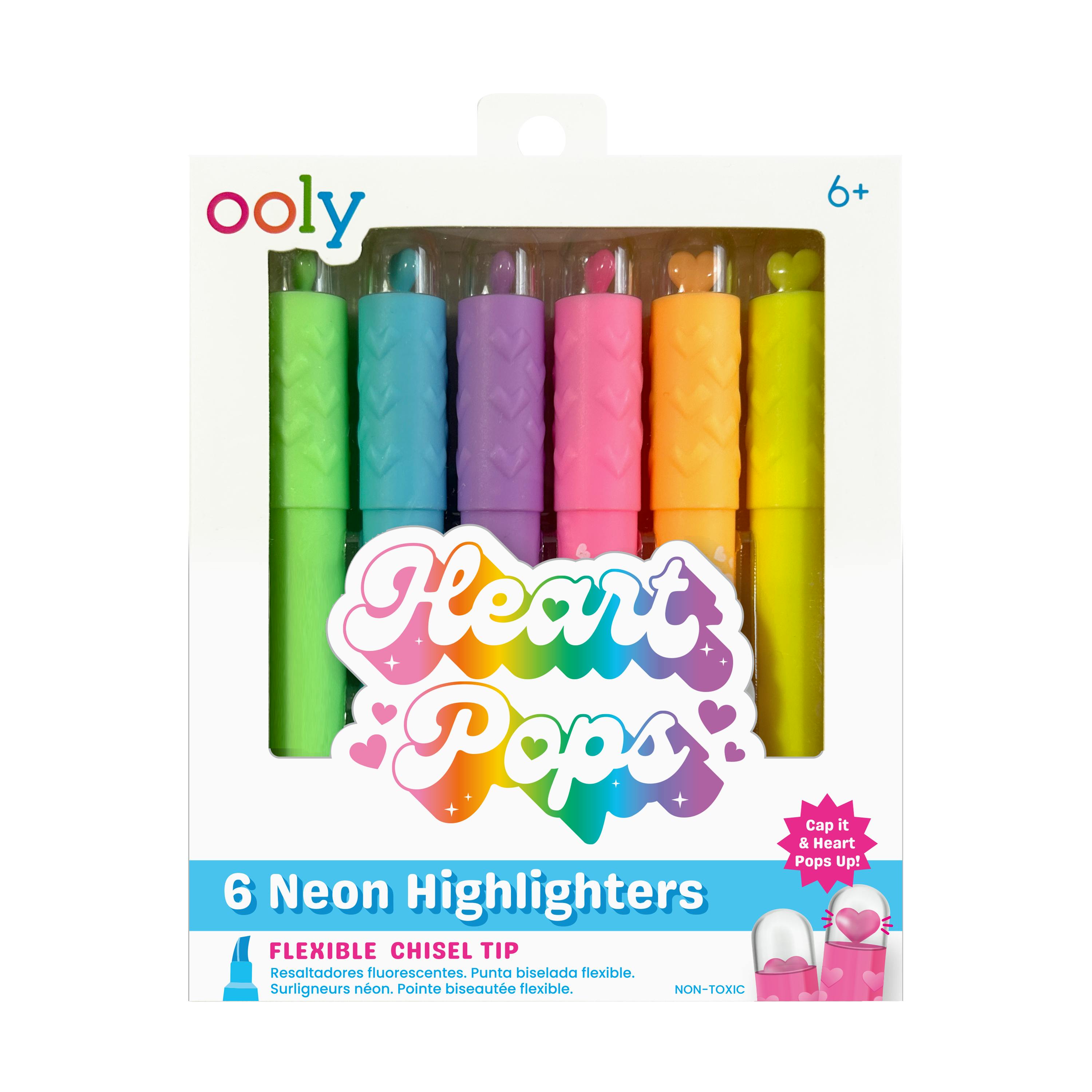 Heart Pops Neon Highlighters - Set of 6