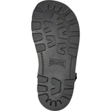 Brutus Fur Cushion Back Velcro Strap Leather Sandals, Black