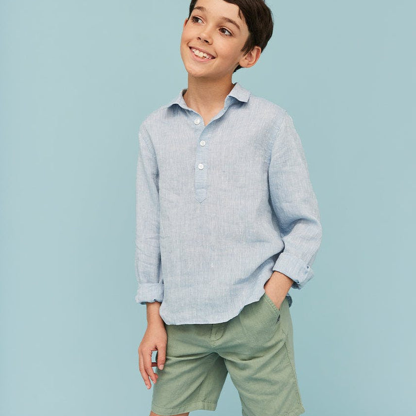 Blue Denim 100% Linen Shirt