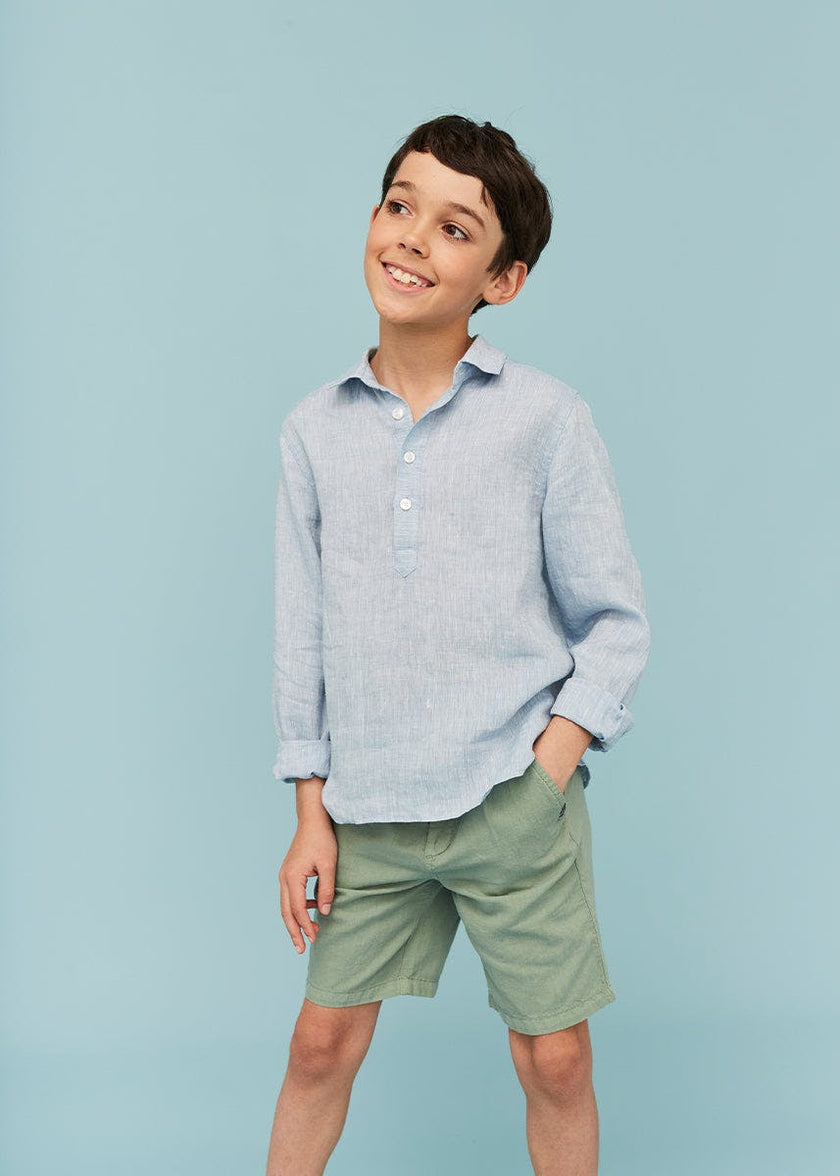 Blue Denim 100% Linen Shirt