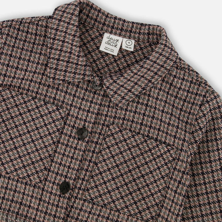 Jacquard Knit Jacket with Houndstooth Pattern
