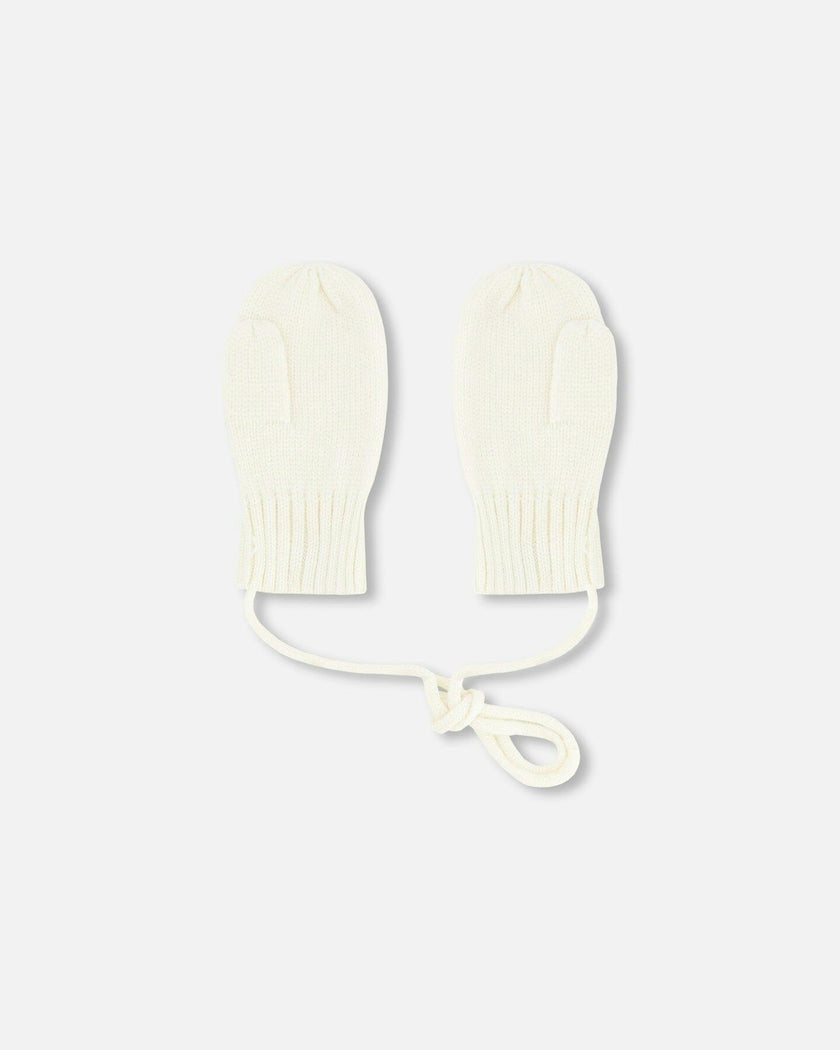 Baby Knit Mittens With Cord